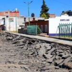 Trabajos de rehabilitación en la calle Ferrocarril Norte de Chiautempan